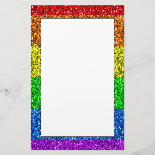 LGBT国旗の鮮やか虹のグリッター 便箋 (正面)