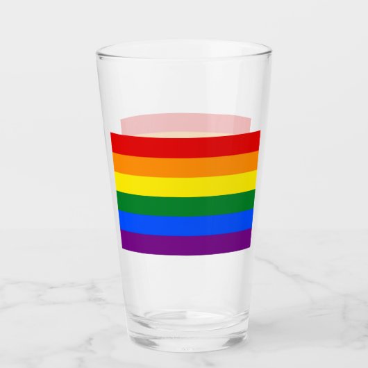 LGBT国旗を掲げた愛国的ガラス杯 タンブラーグラス (正面)