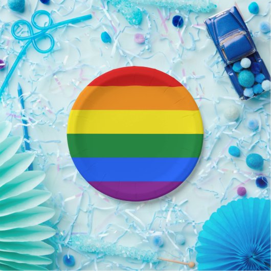 LGBT国旗を掲げた愛国的紙プレート ペーパープレート (パーティー)