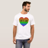 LGBT国旗鮮やかのハート愛は愛である Tシャツ (正面フル)