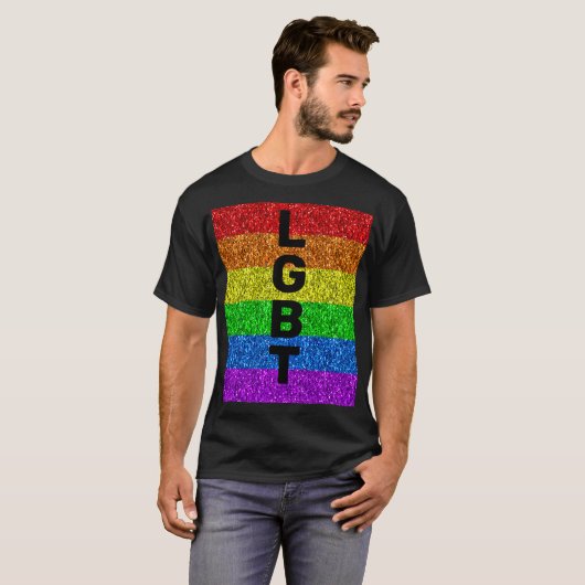 LGBT国旗鮮やかの輝きカスタマイズ Tシャツ (正面フル)