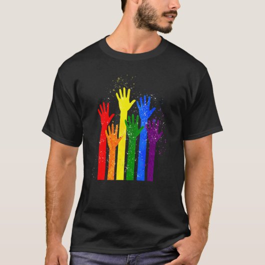 Lgbt国旗Lgbtプライドハンド平等人権Ci Tシャツ (正面)