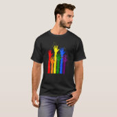 Lgbt国旗Lgbtプライドハンド平等人権Ci Tシャツ (正面フル)