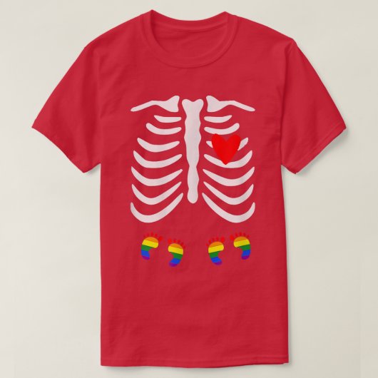 LGBT妊娠発表双子スケルトンベイビーレズ Tシャツ (デザイン正面)