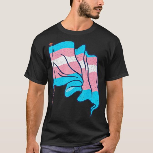 Lgbt性転換旗トランスプライド人権Tra Tシャツ (正面)