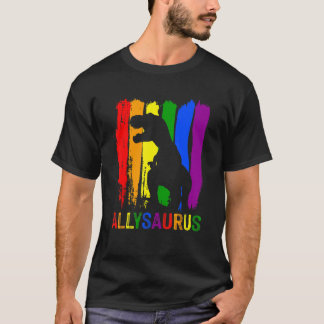 Lgbt恐竜レックスゲイレズビアンプライド国旗アリサール Tシャツ