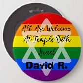 LGBT支援ユダヤ人ボタンとデイビッドのスター 缶バッジ (正面&裏面)