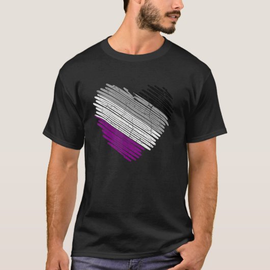 Lgbt無性コミュニティのハートPridの国旗 Tシャツ (正面)
