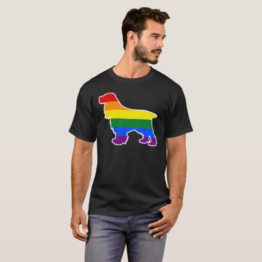 LGBT犬の英国のコッカースパニエルの虹の小犬のお母さん Tシャツ (正面フル)
