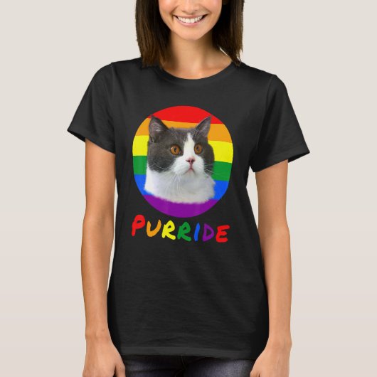 LGBT猫パーライド国旗ゲイプライド月 Tシャツ (正面)