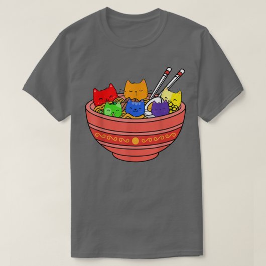 LGBT猫ラーメンLGBTプライド Tシャツ (デザイン正面)