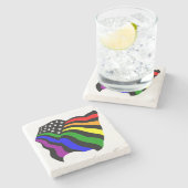 LGBT米国の旗 ストーンコースター (横)