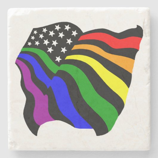 LGBT米国の旗 ストーンコースター (正面)