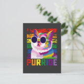 LGBT絞り染めプライドキャットパーライドゲイレインボーレトロ インビテーションポストカード (スタンド正面)