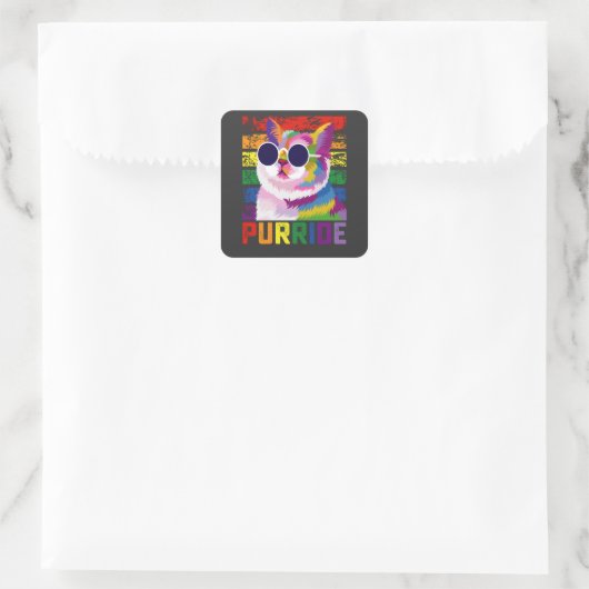 LGBT絞り染めプライドキャットパーライドゲイレインボーレトロ スクエアシール (バッグ)