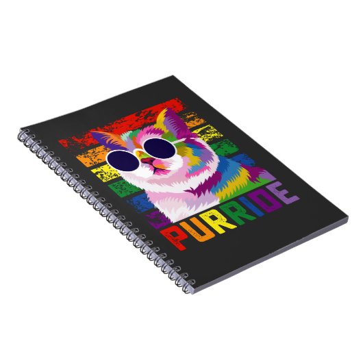 LGBT絞り染めプライドキャットパーライドゲイレインボーレトロ ノートブック (右側)