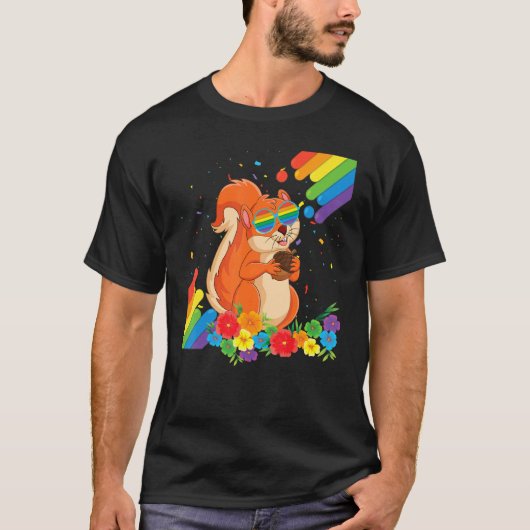 Lgbt誇りを持ったゲイリスプライド旗レインボーLgbtq L Tシャツ (正面)