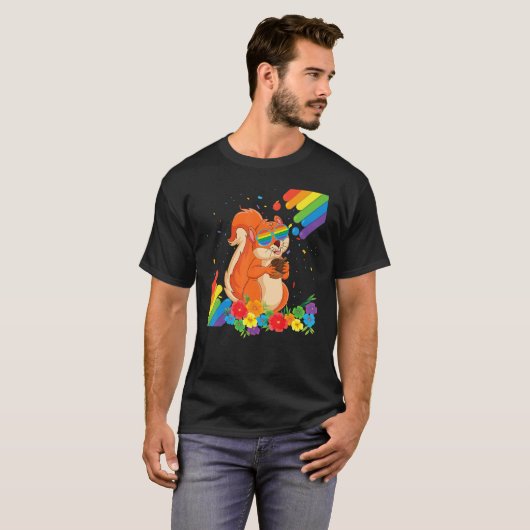 Lgbt誇りを持ったゲイリスプライド旗レインボーLgbtq L Tシャツ (正面フル)