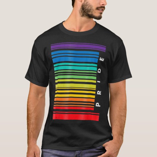 LGBT認識度月バーコードパンセクシャルプライドLGBTQ Tシャツ (正面)