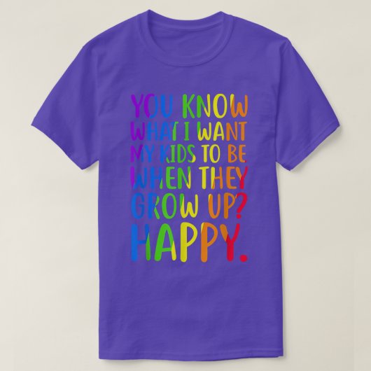 LGBT認識度親ママパパゲイプライドレインボー Tシャツ (デザイン正面)