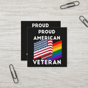 LGBT退役軍人 - アメリカ国旗 スクエア名刺