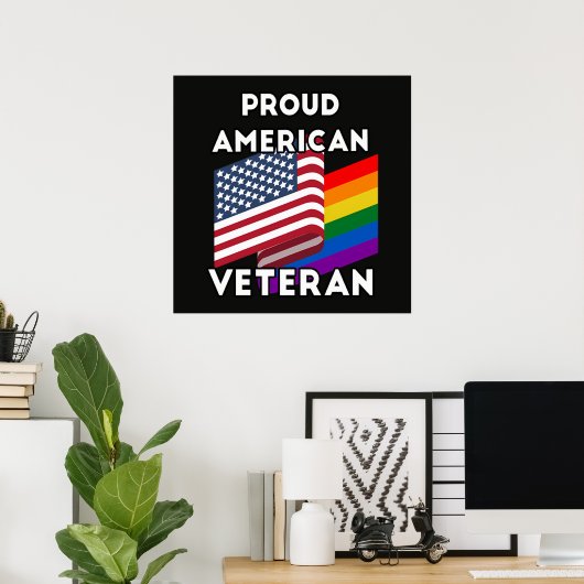 LGBT退役軍人 - アメリカ国旗 ポスター (ホームオフィス)