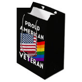 LGBT退役軍人 - アメリカ国旗 ミディアムペーパーバッグ (正面アングル)