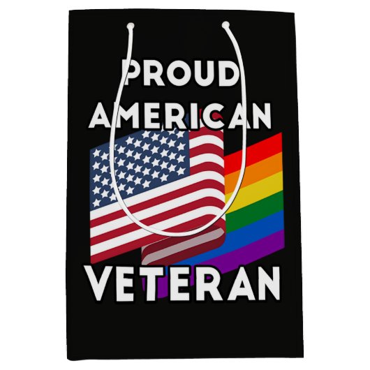LGBT退役軍人 - アメリカ国旗 ミディアムペーパーバッグ (正面)