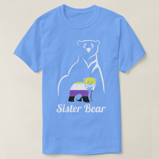 LGBT非バイナリシスターBear Enby非バイナリプライド Tシャツ (デザイン正面)