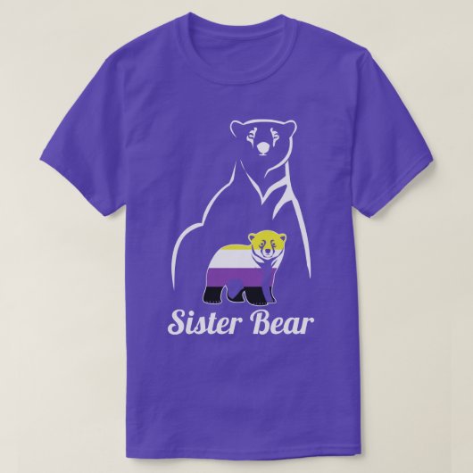 LGBT非バイナリシスターBear Enby非バイナリプライド Tシャツ (デザイン正面)