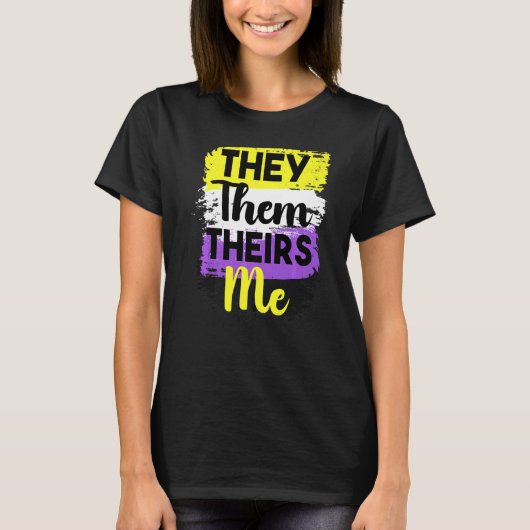 Lgbt非バイナリプライド彼らは非バイナリGenderqu Tシャツ (正面)