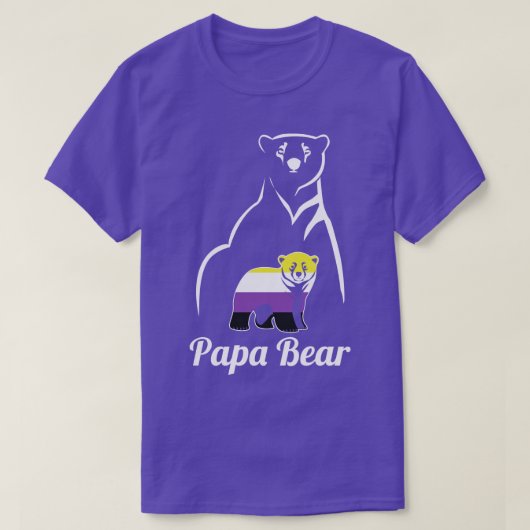 LGBT非バイナリPapa Bear Enby非バイナリプライド Tシャツ (デザイン正面)