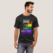 LGBT アライ ネコ 優しい ゲイ レインボー LGBTQ Tシャツ (正面フル)