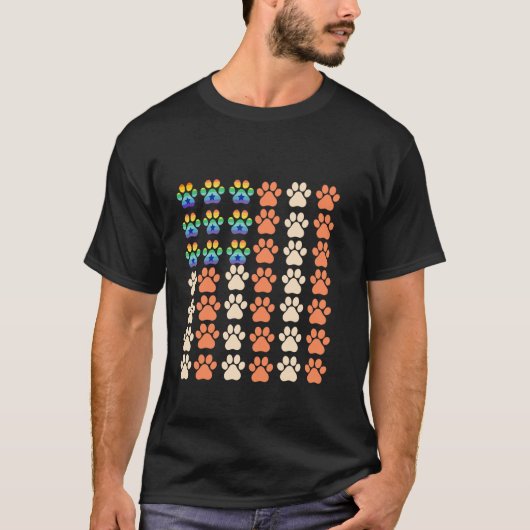 LGBT アライ プライド 猫の肉球 子猫 アメリカ国旗 7月4日 Tシャツ (正面)