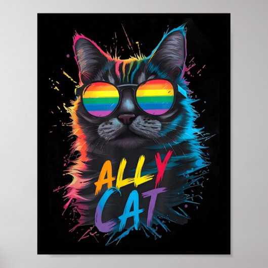 LGBT アライ 猫 Be Kind ゲイ レインボー おもしろ LGBT  ポスター (正面)