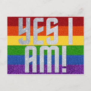 LGBT グリッター ヤス アイ アム! カミングアウト カード