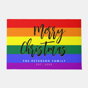 LGBT ゲイプライドレインボーパーソナライズされたクリスマス ドアマット