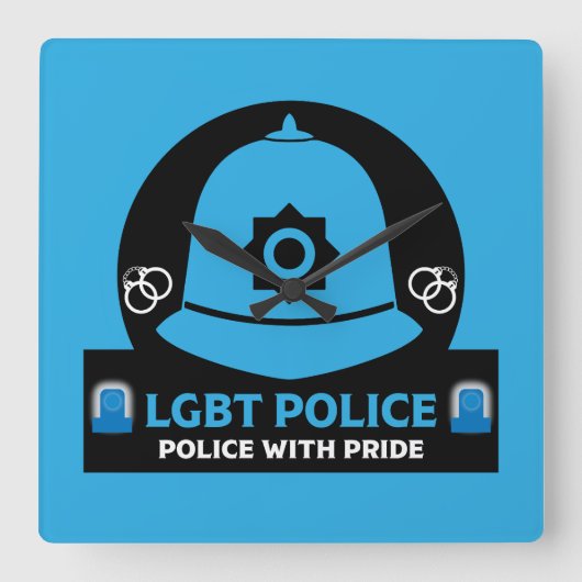 LGBT+ゲイプライド警察 スクエア壁時計 (正面)