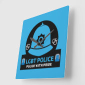 LGBT+ゲイプライド警察 スクエア壁時計 (傾斜)