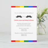 LGBT ゲイ ウェディング ヒゲ 虹 招待状 (スタンド正面)