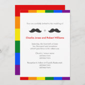 LGBT ゲイ ウェディング ヒゲ 虹 招待状 (正面/裏面)