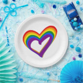 LGBT ゲイ プライド 愛 レインボー フラグ ハート LGBTQ パーティ ペーパープレート (パーティー)