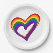LGBT ゲイ プライド 愛 レインボー フラグ ハート LGBTQ パーティ ペーパープレート (正面)