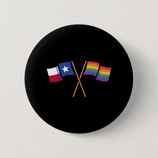 LGBT+テキサンス用プライド誇りを持ったテキサス州デザインの国旗 缶バッジ (正面)