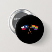 LGBT+テキサンス用プライド誇りを持ったテキサス州デザインの国旗 缶バッジ (正面&裏面)