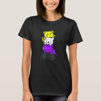 LGBT ノンバイナリー フラグ ねこ LGBQ プライド月間 Tシャツ
