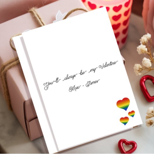 LGBT ハートフラグ バレンタインのメッセージ入りフラットデザイン シーズンカード