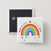 LGBT バッジ - 虹色ハート 愛は愛です (正面&裏面)