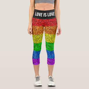 LGBT フラグ ビブラント レインボー ギター ラブは愛 カプリレギンス