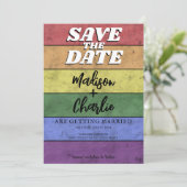 LGBT フラグ プライド ヴィンテージ Save the Date 招待状 (スタンド正面)